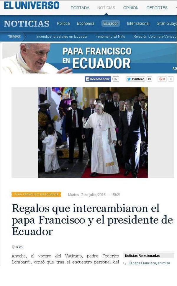 El Universo, national newspaper, 7 July 2015