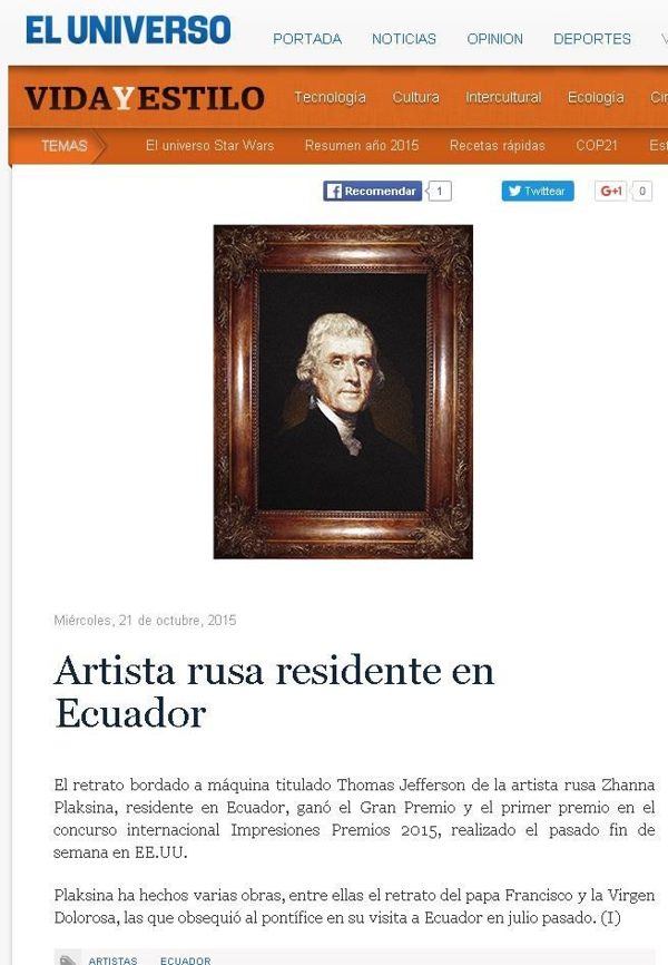 El Universo, section Vida y Estilo, 21 October 2015