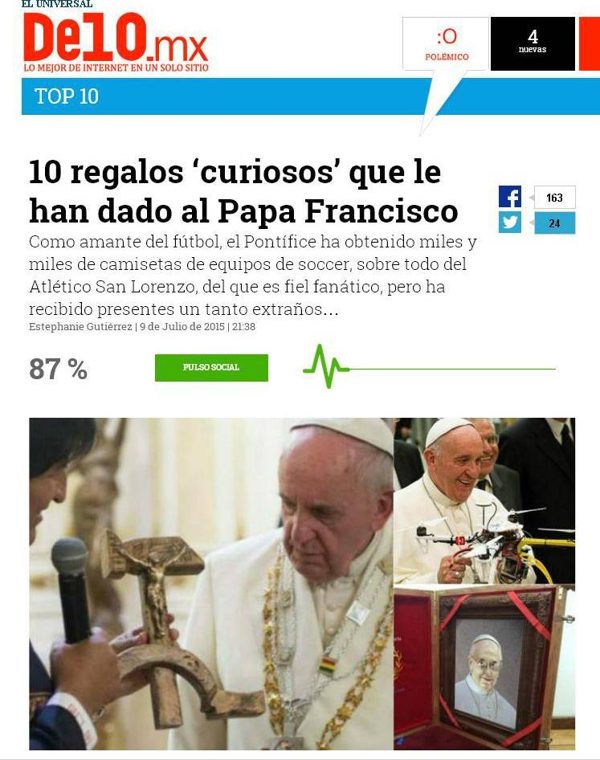 De10.mx (El Universal), 9 July 2015