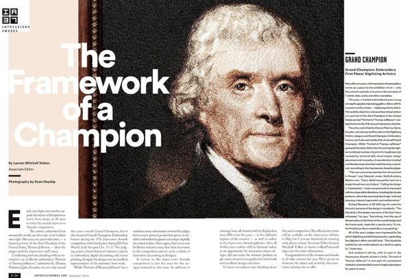Impressions magazine, January 2016, cover and pp. 24&ndash;25