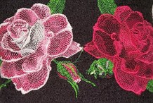 «Rose Garden». Close-up of the embroidered roses